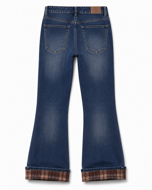 Gingham cuffed jeans
