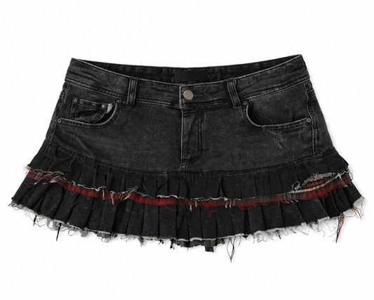 Dark gingham mini skirt