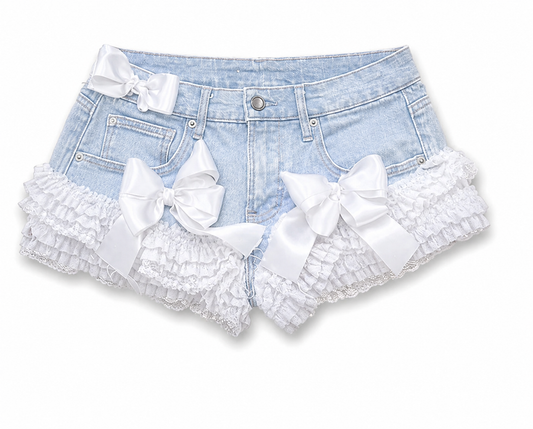 Angel bowed mini shorts