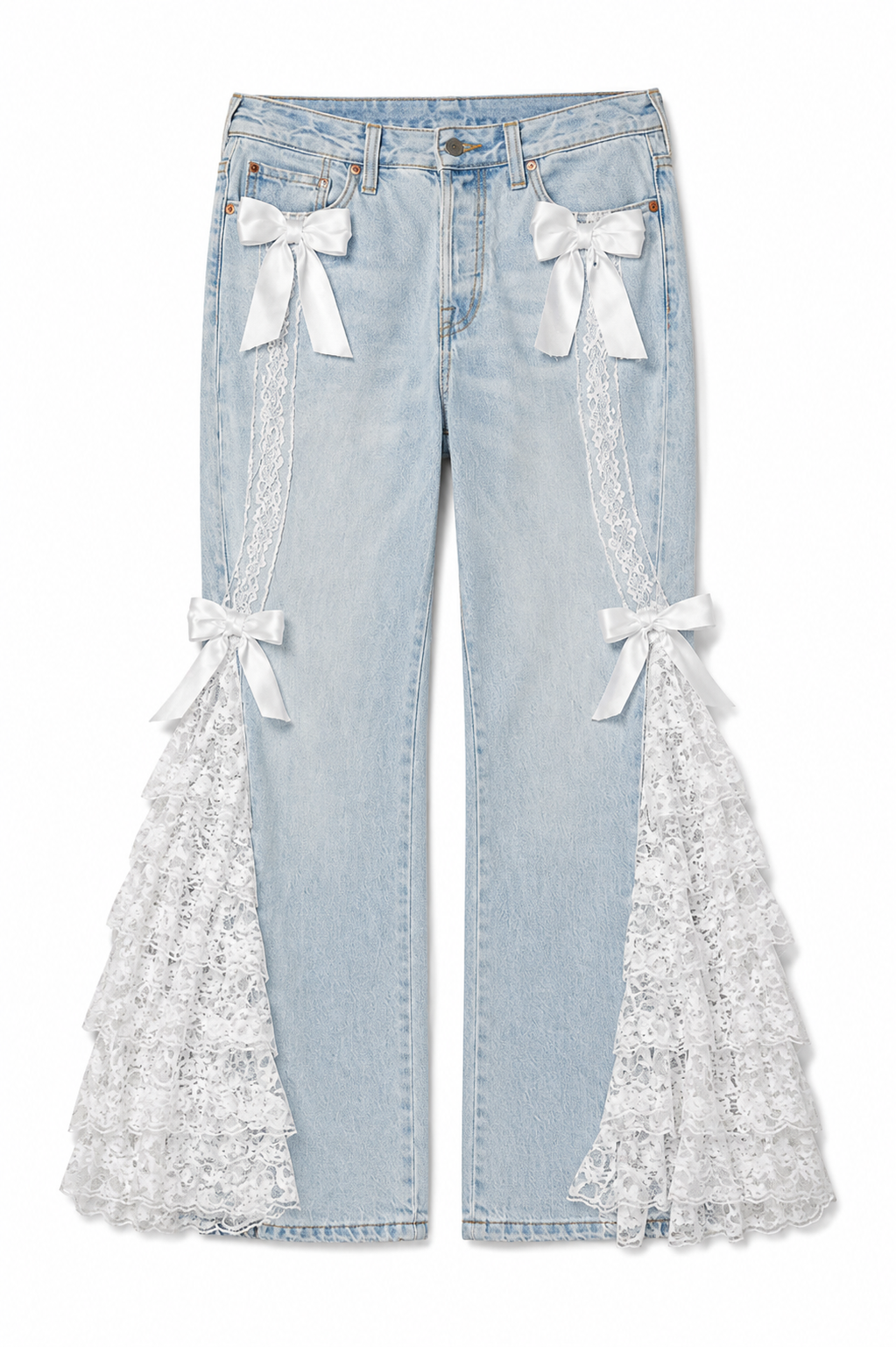 Flared ruffled jeans