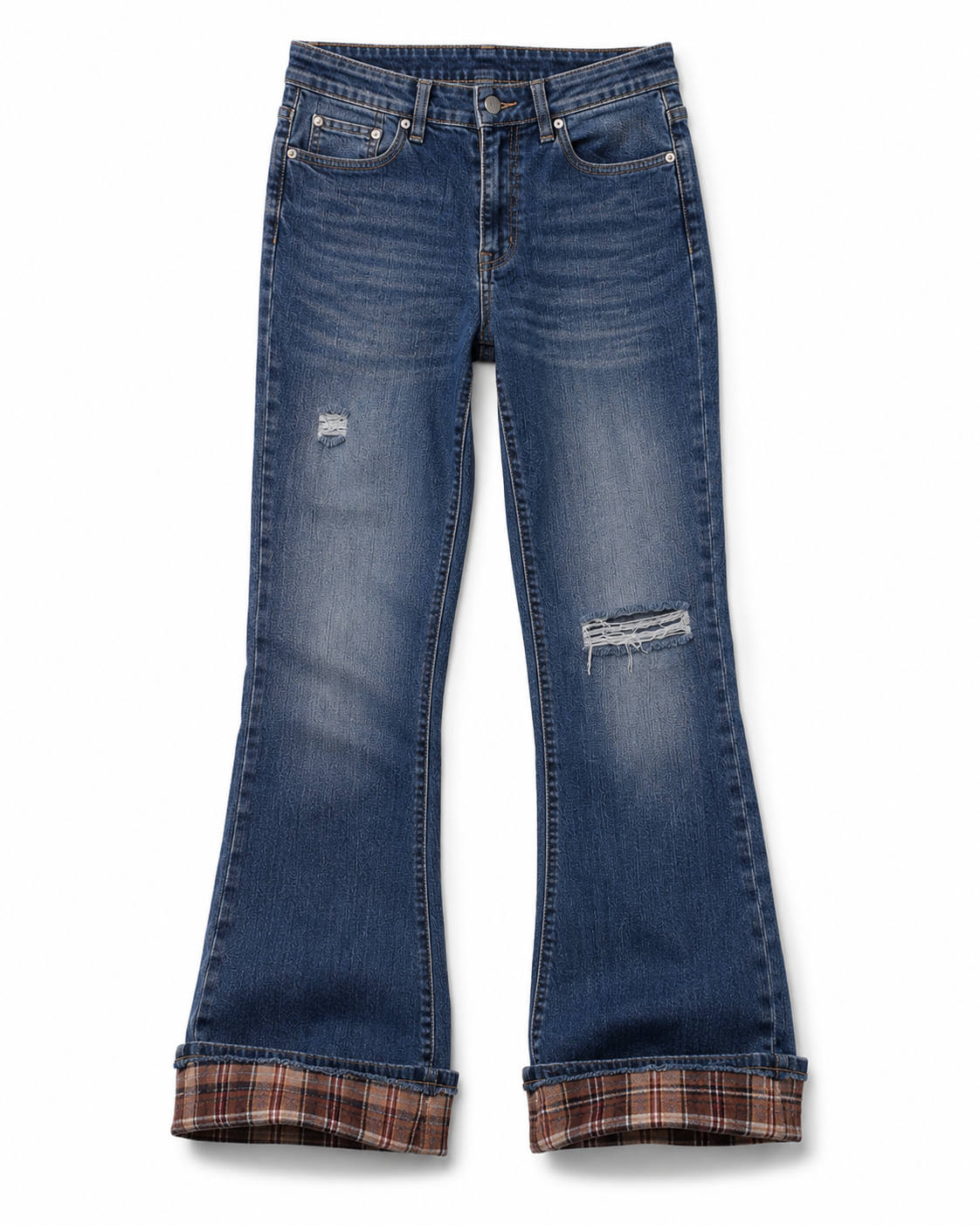 Gingham cuffed jeans