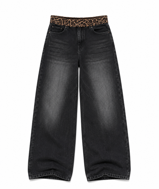 Cheetah waisted Baggy Jeans