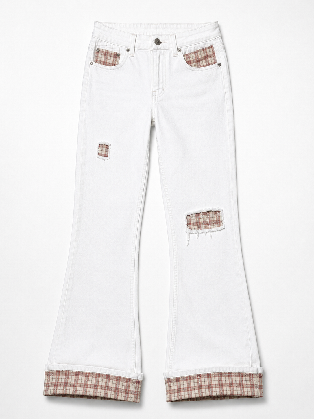 Gingham cuffed jeans