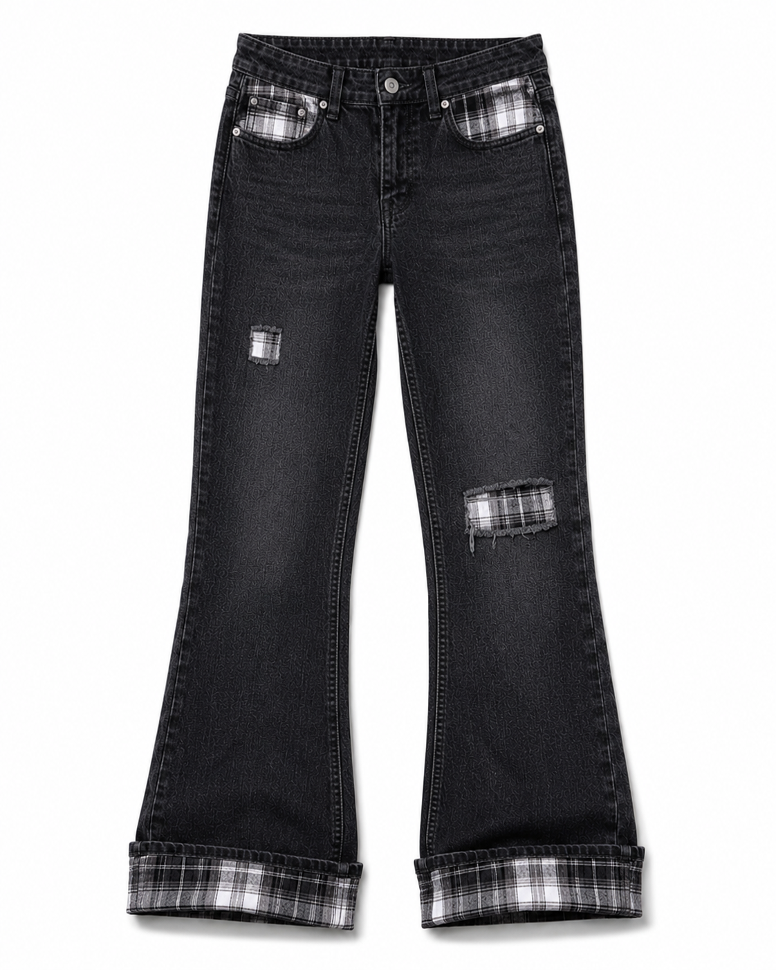 Gingham cuffed jeans